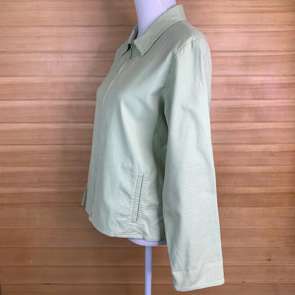 Eileen Fisher Green Textured Long Sleeve Jacket - Picture 6 of 11